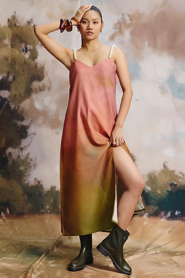 Multi-Colored Georgette Tiered Midi Summer Dress With Shirt by ZiP by Payal & Zinal at Pernia's Pop Up Shop