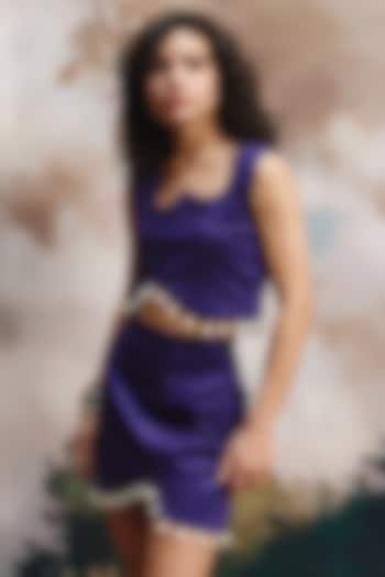 Multi-Colored Suede Pearl Embellished Sleeveless Top by ZiP by Payal & Zinal at Pernia's Pop Up Shop