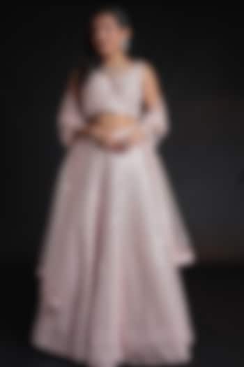 Light Pink Silk Mirror Embellished Wedding Lehenga Set by Zari Jaipur at Pernia's Pop Up Shop