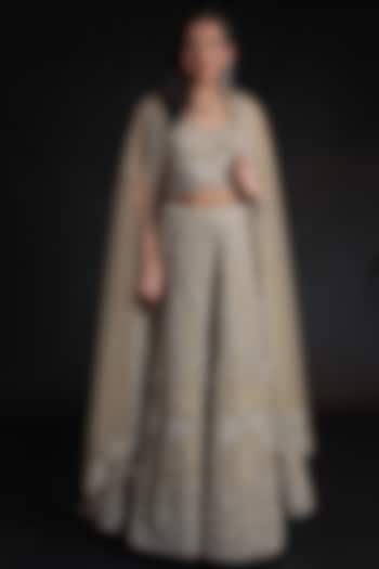 Brown Net Embellished Bridal Lehenga Set by Zari Jaipur at Pernia's Pop Up Shop