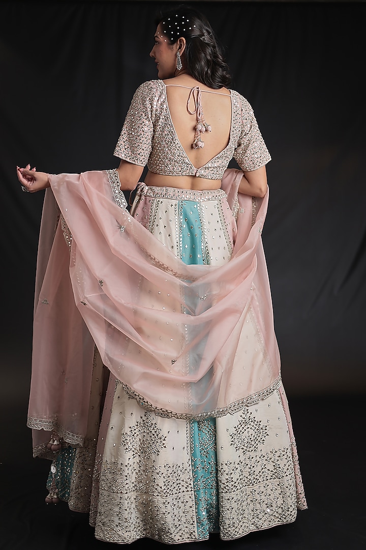 Multi-Colored Silk Mirror Embroidered Wedding Lehenga Set by Zari Jaipur at Pernia's Pop Up Shop