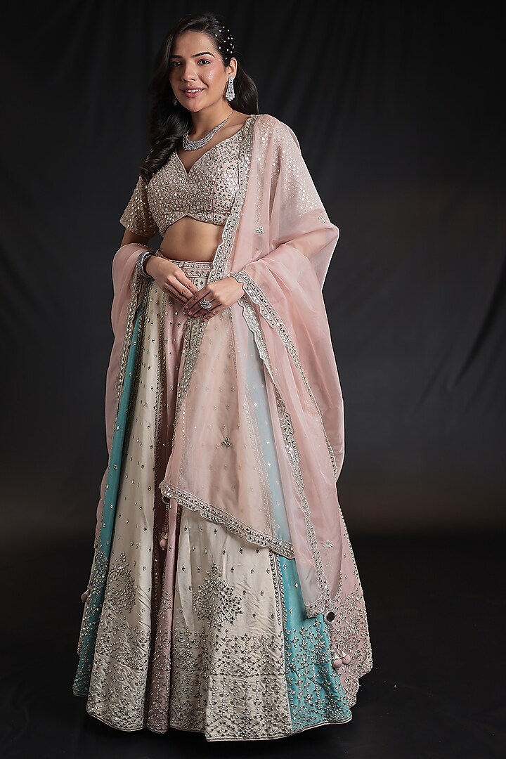 Multi-Colored Silk Mirror Embroidered Wedding Lehenga Set by Zari Jaipur at Pernia's Pop Up Shop
