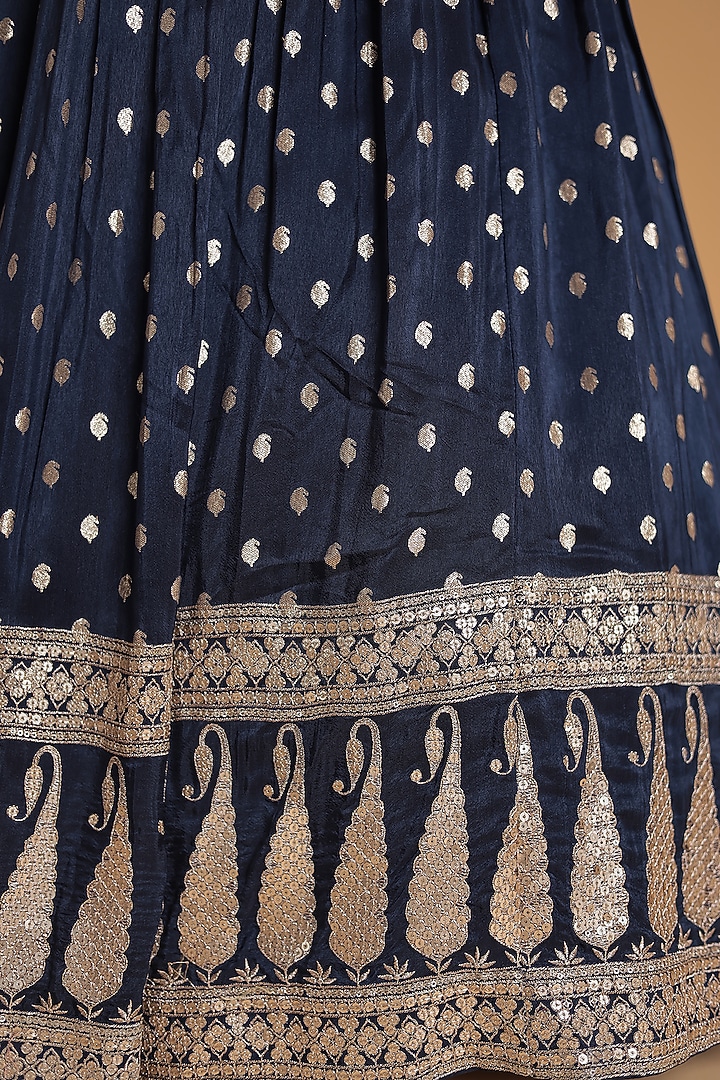Blue Banarasi Silk Embroidered Wedding Lehenga Set by Zari Jaipur at Pernia's Pop Up Shop