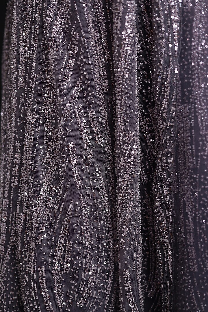 Purple Net Embellished Wedding Lehenga Set by Zari Jaipur at Pernia's Pop Up Shop