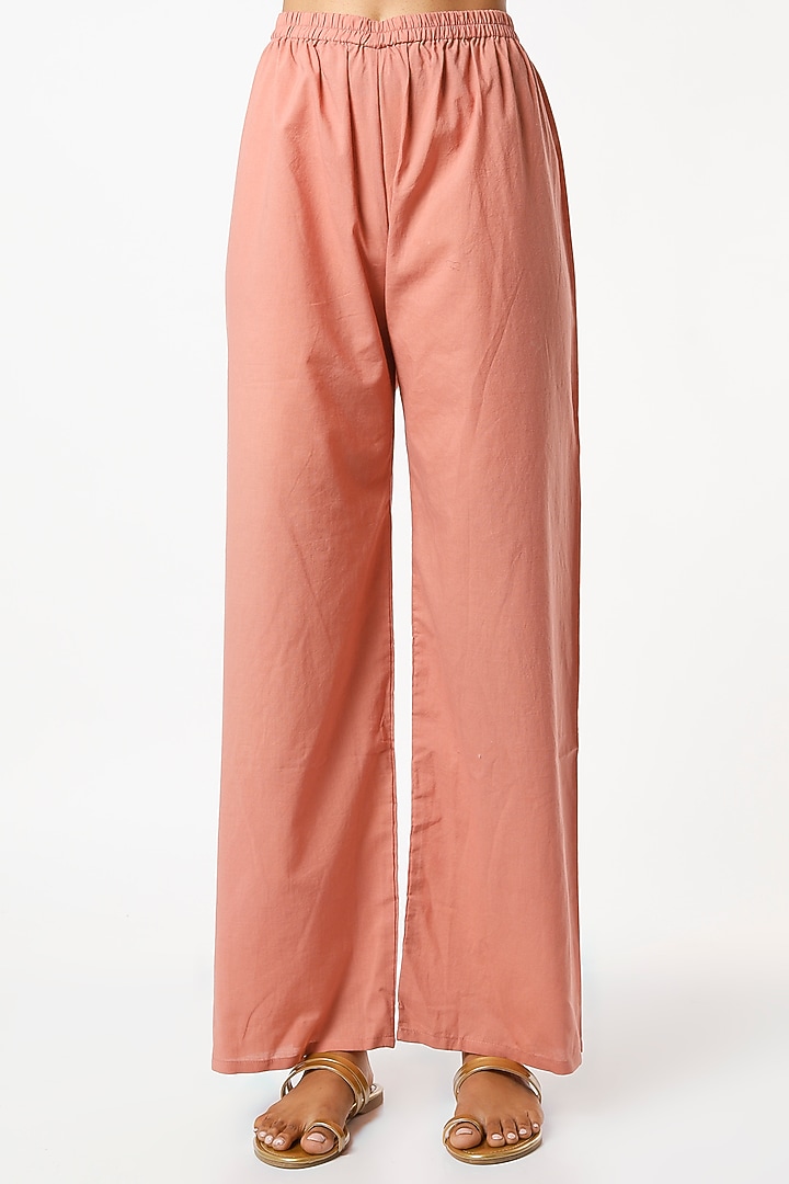 Peach Pure Chanderi Kurta Set by Zari Jaipur at Pernia's Pop Up Shop