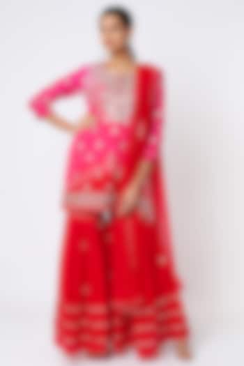 Red Cotton Gharara Set by Zari Jaipur