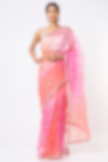 Blush Pink Embroidered Wedding Saree With Blouse Piece by Zari Jaipur at Pernia's Pop Up Shop