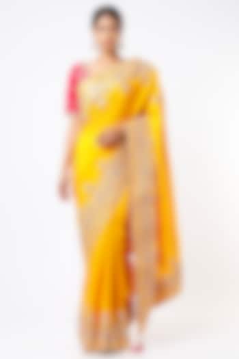 Mustard Pure Silk Saree Set by Zari Jaipur