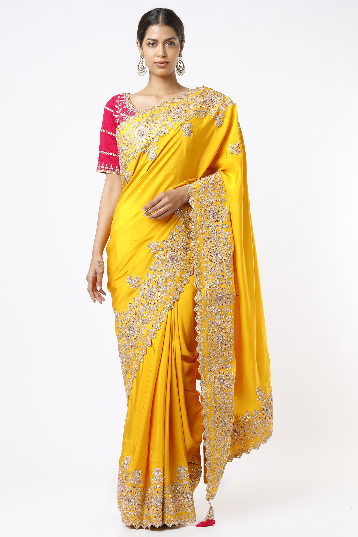Mustard Pure Silk Saree Set by Zari Jaipur