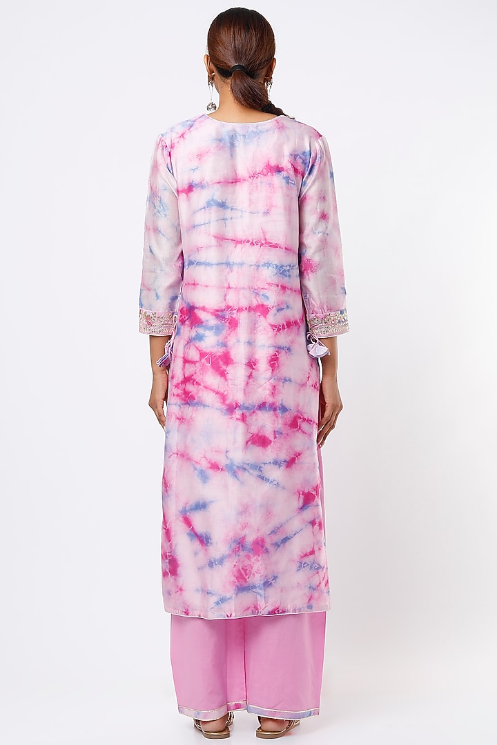 Pink Georgette Kurta Set by Zari Jaipur at Pernia's Pop Up Shop