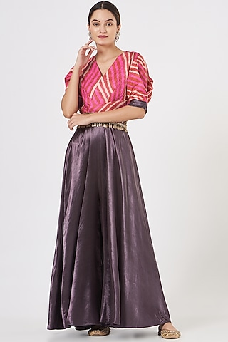 Fuchsia Embroidered Jumpsuit by Zari Jaipur