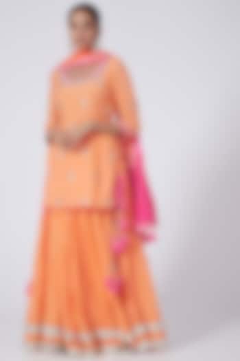 Peach Cotton Silk Kurta Set by Zari Jaipur