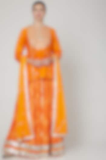 Orange Embroidered Lehenga Set by Zari Jaipur at Pernia's Pop Up Shop