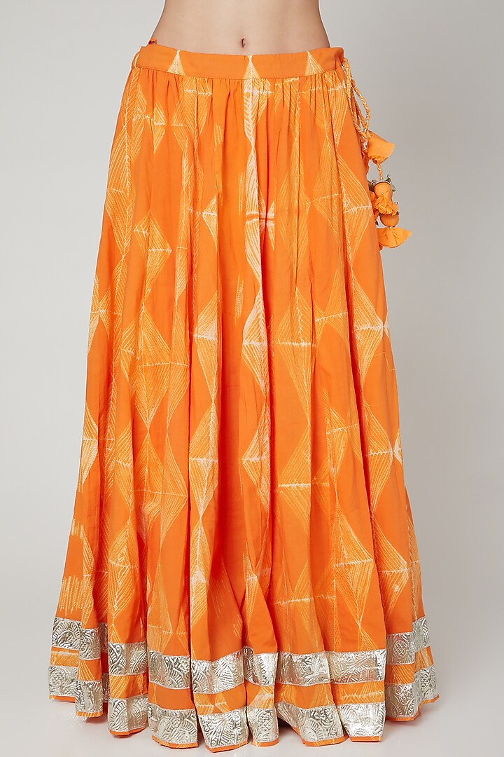 Orange Embroidered Lehenga Set by Zari Jaipur at Pernia's Pop Up Shop
