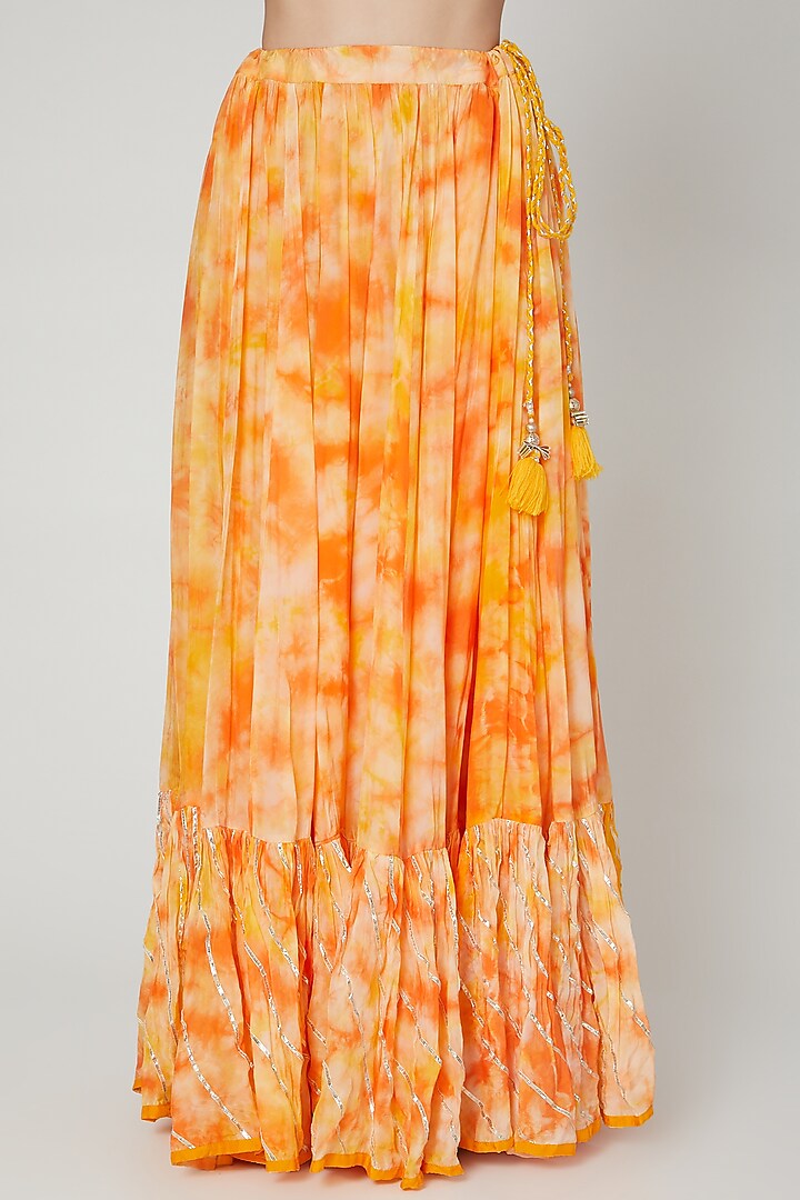 Orange Tie & Dye Lehenga Set by Zari Jaipur at Pernia's Pop Up Shop