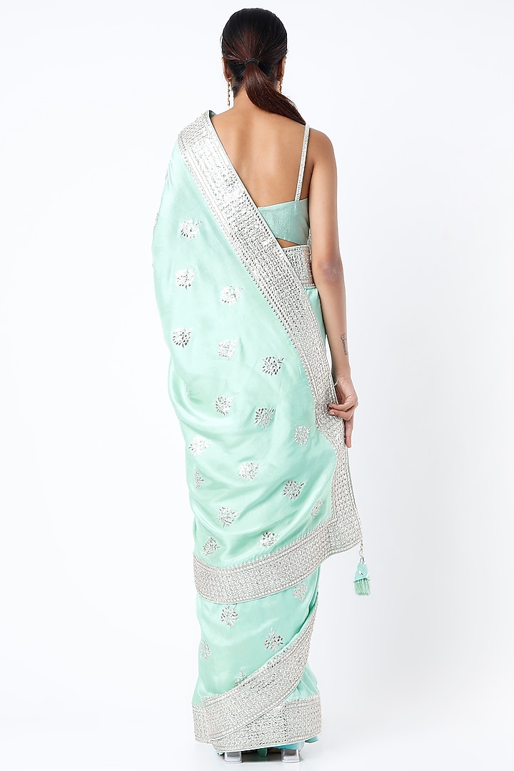 Light Blue Wedding Saree Set With Gota Patti Work by Zari Jaipur at Pernia's Pop Up Shop