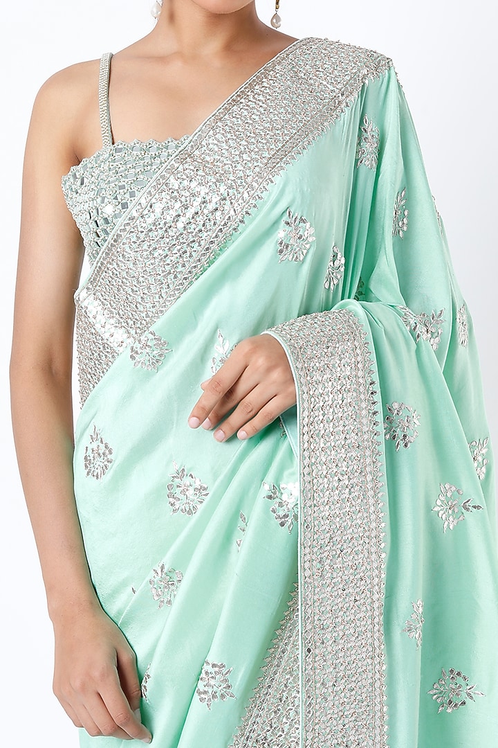Light Blue Wedding Saree Set With Gota Patti Work by Zari Jaipur at Pernia's Pop Up Shop