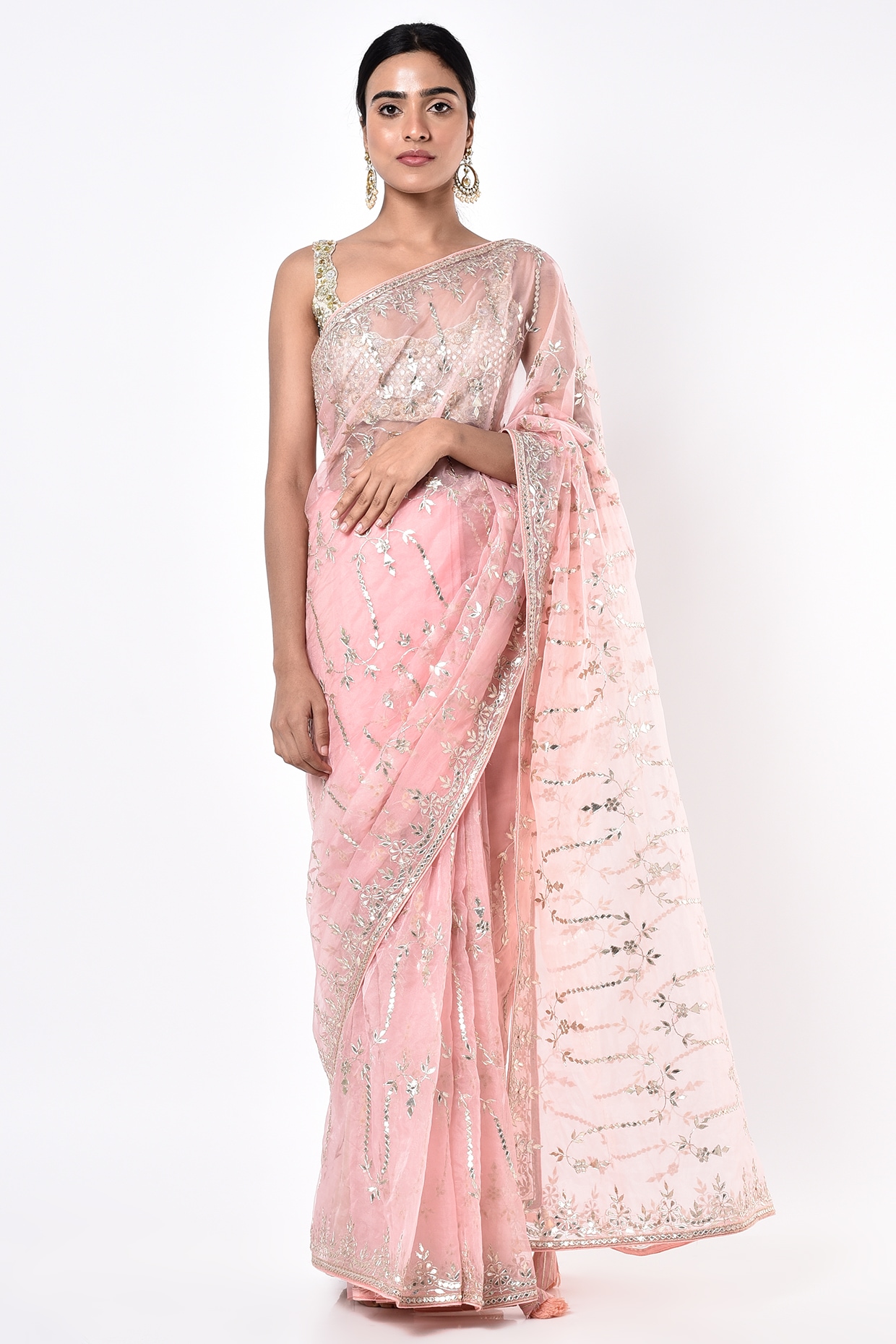 Pretty Pink Pure Crepe Rai Bandhej Gota Patti Saree - Etsy