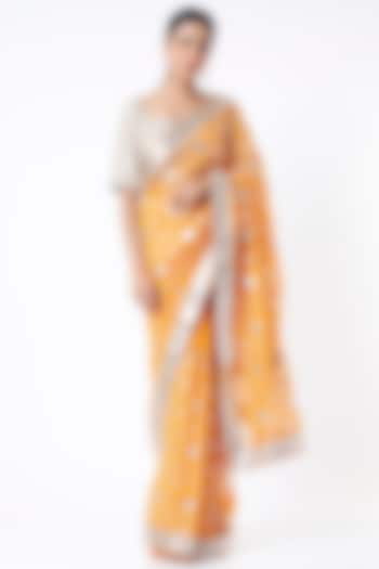 Yellow Saree Set With Gota Patti Work by Zari Jaipur