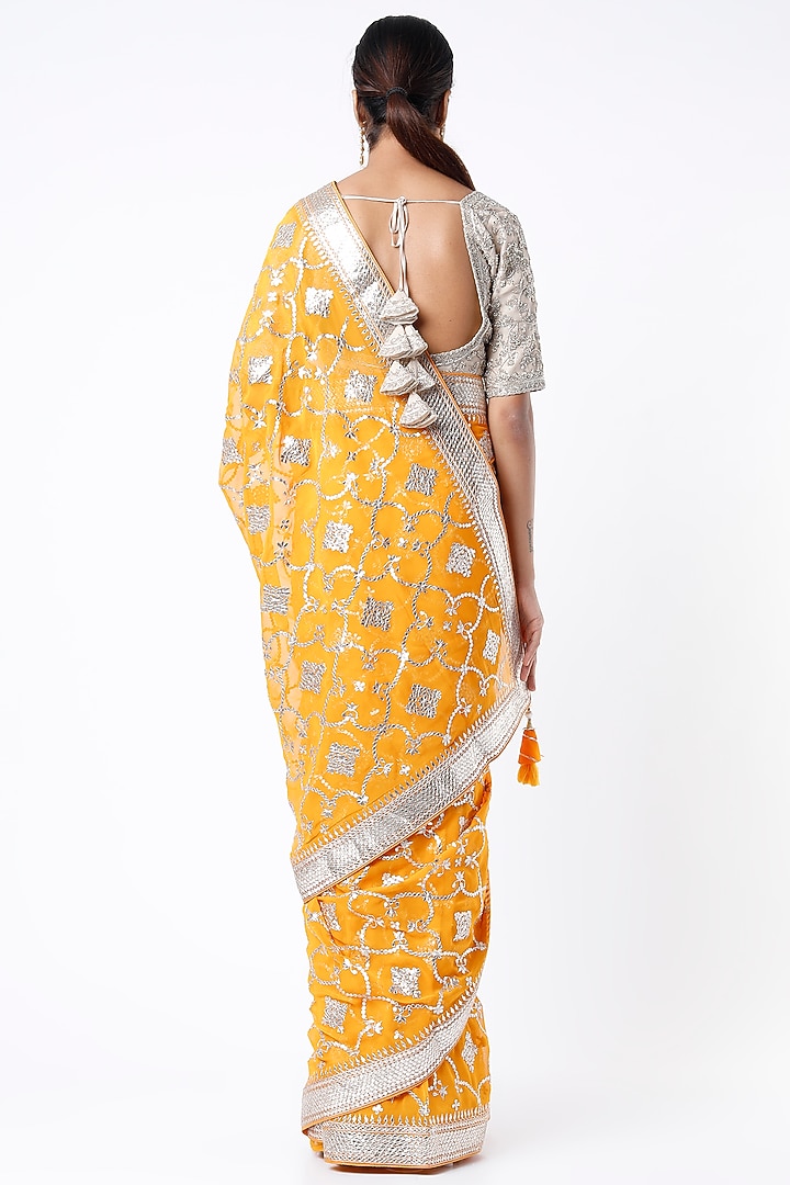 Yellow Reception Saree Set With Gota Patti Work by Zari Jaipur at Pernia's Pop Up Shop