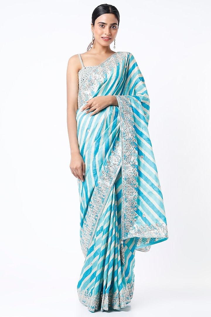 Light Blue Leheriya Saree Set Design by Zari Jaipur at Pernia's Pop Up ...