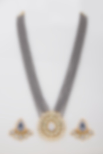 Gold Finish Handcrafted Kundan Necklace Set by Zerokaata Jewellery