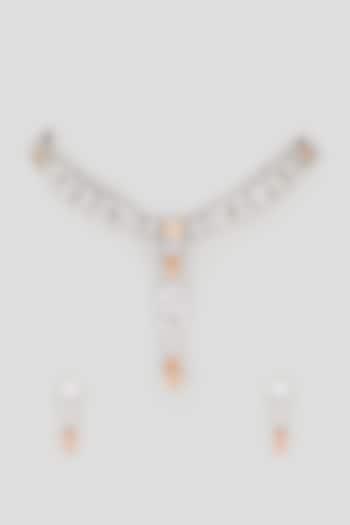 White Finish Diamond Necklace Set by Zerokaata Jewellery