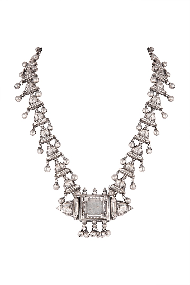 Oxidised Silver Finish Necklace Set by Zerokaata Jewellery
