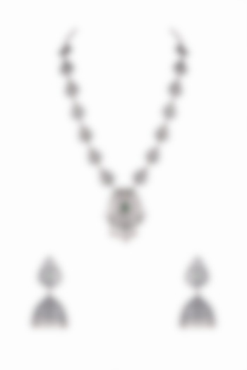 Oxidised Silver FInish Floral Necklace Set by Zerokaata Jewellery at Pernia's Pop Up Shop