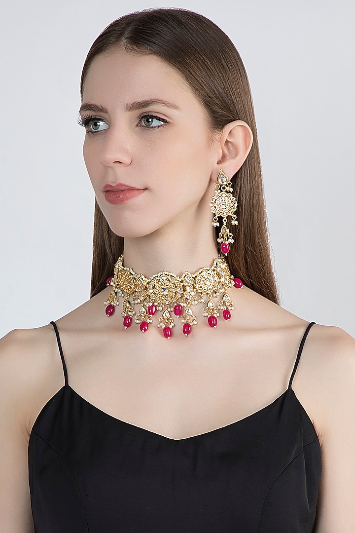 Kundan & Pearl Choker Necklace | Indian Necklace