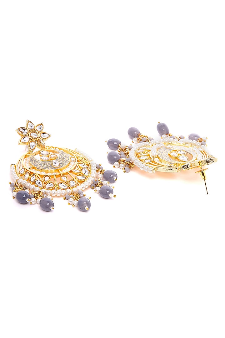Gold Finish Kundan Chandbali Earrings by Zerokaata Jewellery at Pernia's Pop Up Shop