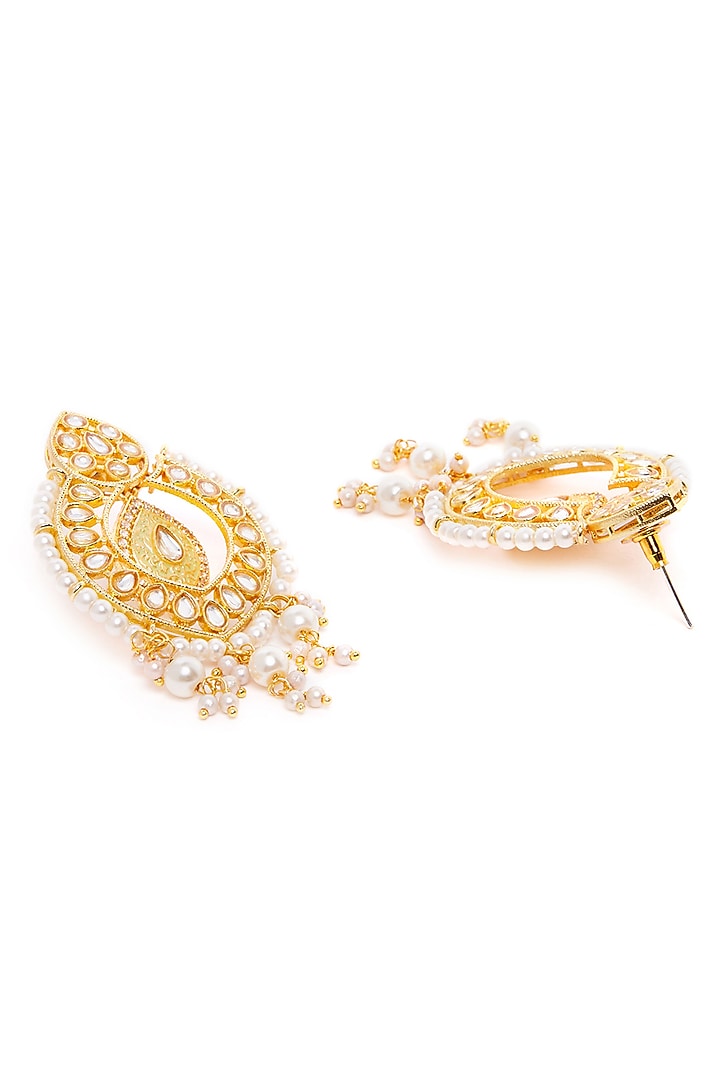 Gold Finish Dangler Earrings With Kundan by Zerokaata Jewellery at Pernia's Pop Up Shop