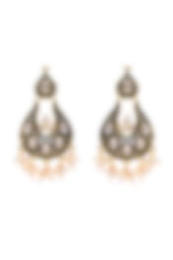 Two Tone Finish Pearl Dangler Earrings by Zerokaata Jewellery