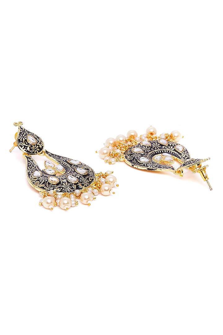 Two Tone Finish Pearl Dangler Earrings by Zerokaata Jewellery at Pernia's Pop Up Shop
