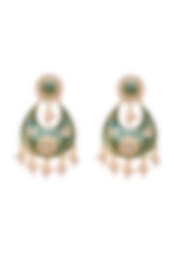 Two Tone Finish Kundan Dangler Earrings by Zerokaata Jewellery