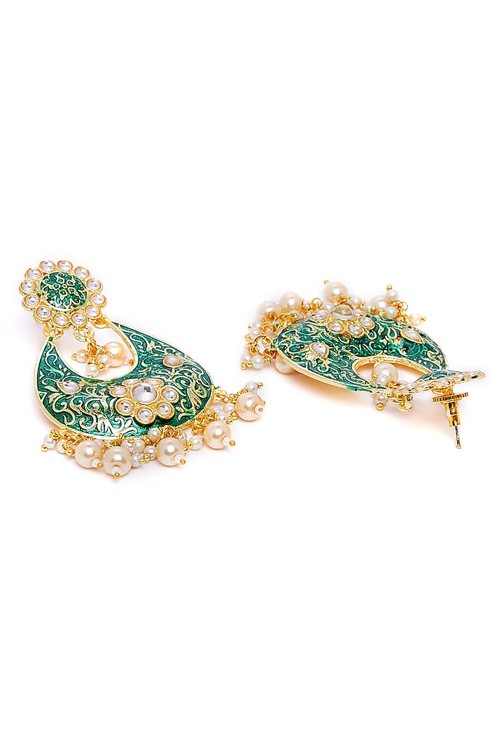 Two Tone Finish Kundan Dangler Earrings by Zerokaata Jewellery at Pernia's Pop Up Shop