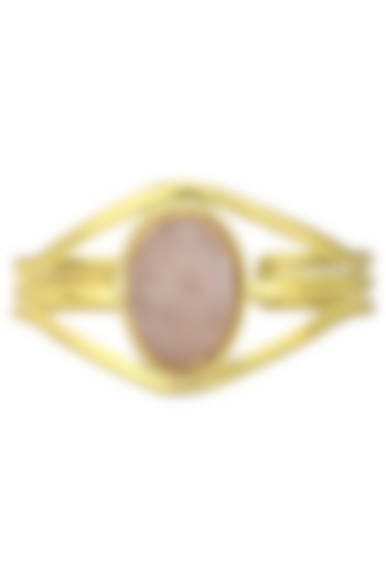 Gold Finish Hand Cuff with Semi Precious Stones by Zerokaata Jewellery