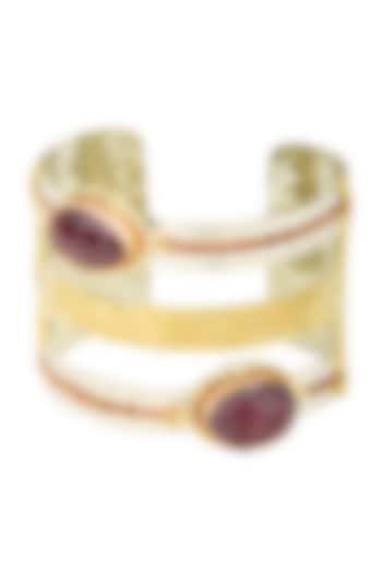 Gold Finish Ruby Stone Bracelet by Zerokaata Jewellery