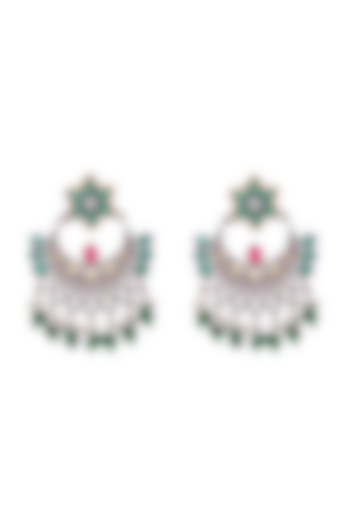 Two Tone Finish Bead Chandbali Earrings by Zerokaata Jewellery