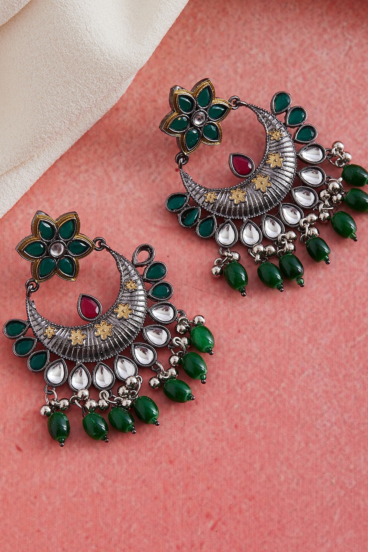 Two Tone Finish Bead Chandbali Earrings Design by Zerokaata Jewellery at  Pernia's Pop Up Shop 2024