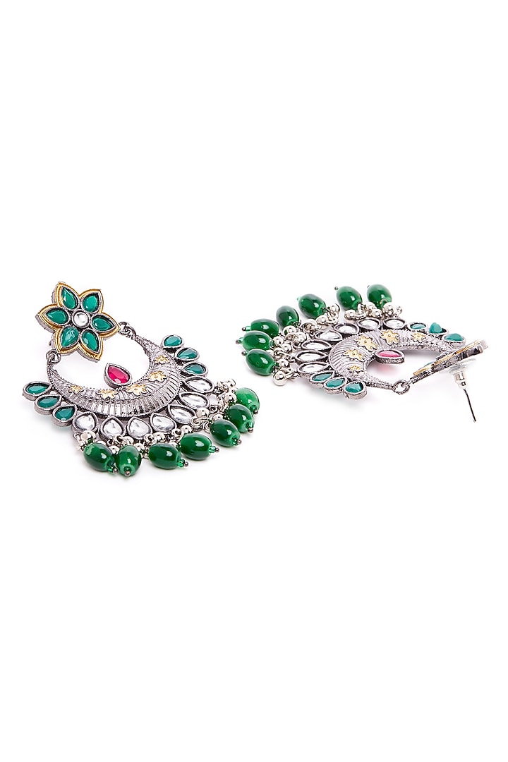 Two Tone Finish Bead Chandbali Earrings by Zerokaata Jewellery at Pernia's Pop Up Shop