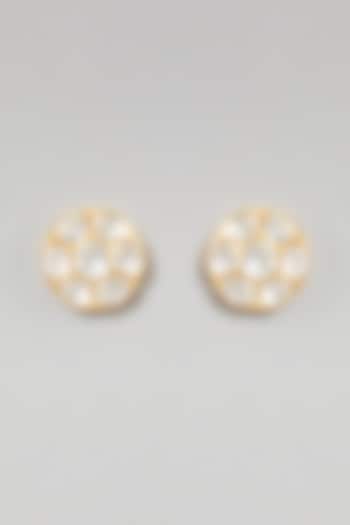 Gold Plated Polki Earrings In Sterling Silver by Zeeya Luxury Jewellery