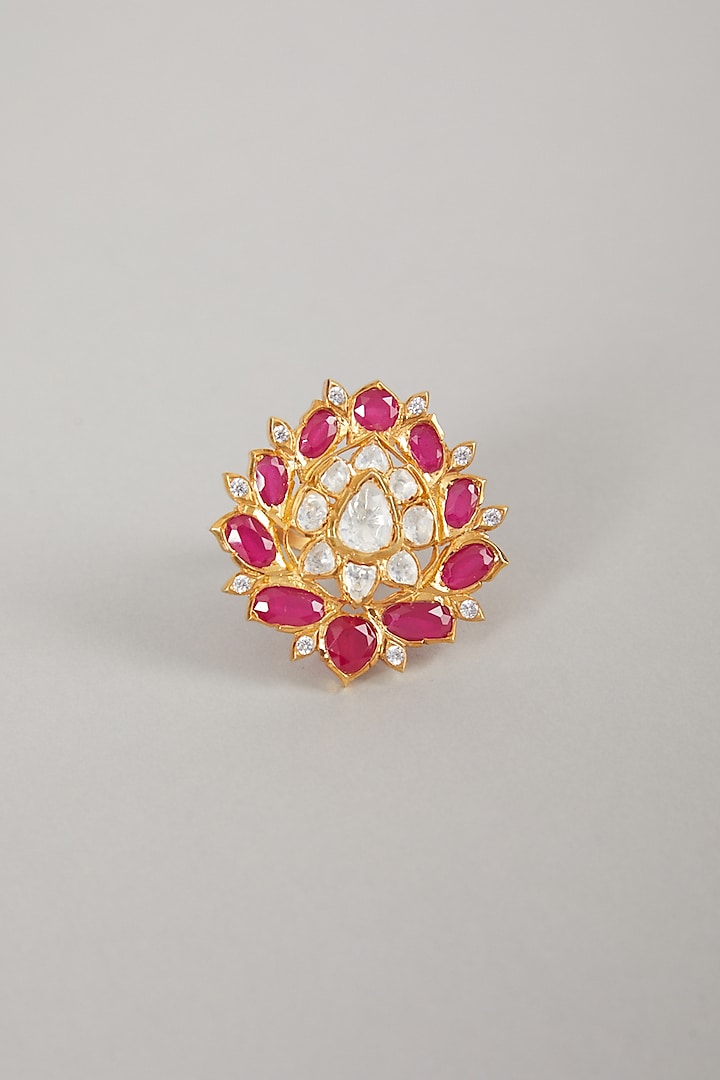 Gold Plated Handcrafted Ring In Sterling Silver by Zeeya Luxury Jewellery