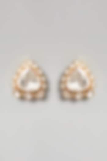 Gold Plated Polki Handcrafted Earrings In Sterling Silver by Zeeya Luxury Jewellery