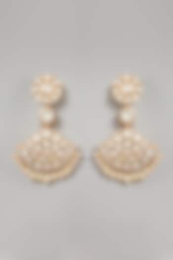 Gold Plated Handcrafted Moissanite Polki Earrings In Sterling Silver by Zeeya Luxury Jewellery