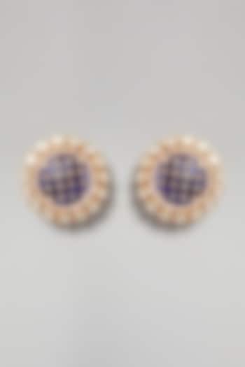 Gold Plated Earrings With Stones In Sterling Silver by Zeeya Luxury Jewellery