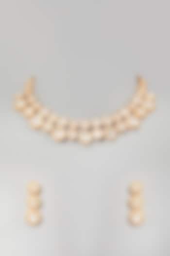 Gold Plated Polki Necklace Set In Sterling Silver by Zeeya Luxury Jewellery