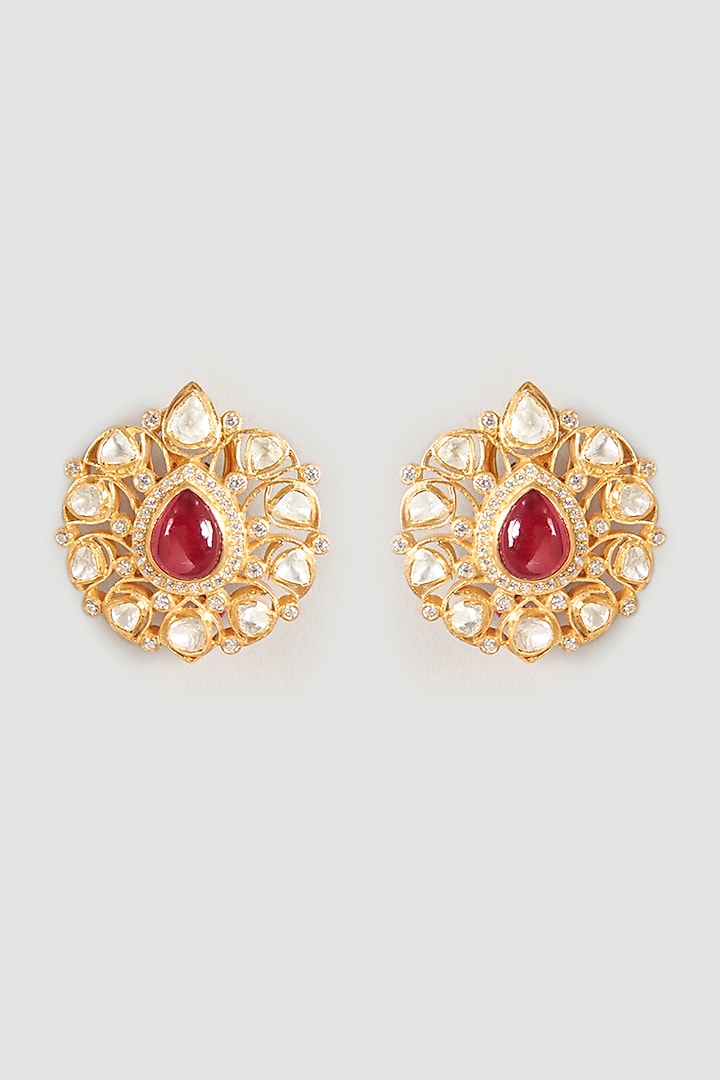 Gold Finish Handcrafted Earrings In Sterling Silver by Zeeya Luxury Jewellery