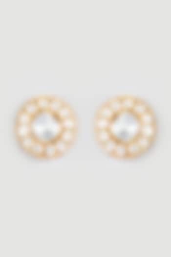 Gold Finish Handcrafted Moissanite Polki Earrings In Sterling Silver by Zeeya Luxury Jewellery