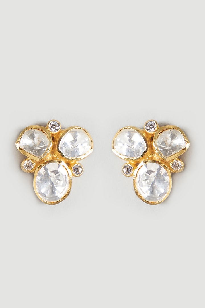 Gold Finish Earrings In Sterling Silver by Zeeya Luxury Jewellery at Pernia's Pop Up Shop